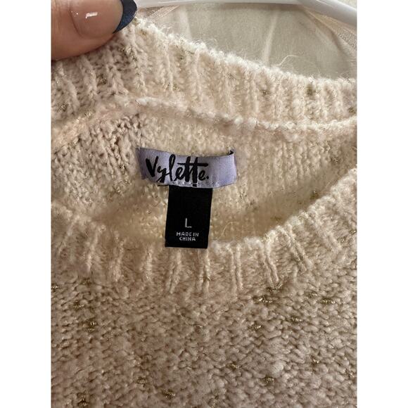 Vylette Cream/Light Blush Knit Metallic Speckled Sweater – Size L - Picture 4 of 7